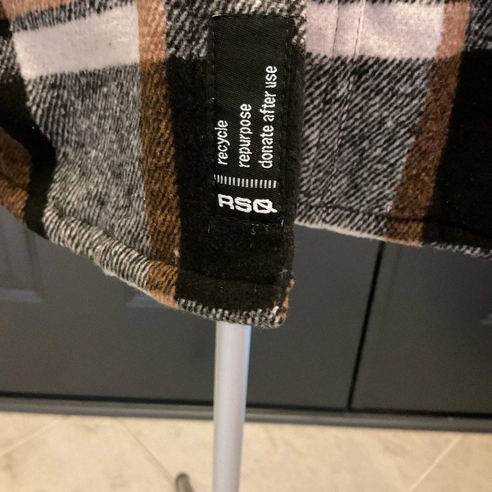 RSQ Brown Black Flannel Sherpa Jacket, Men's Small NWT